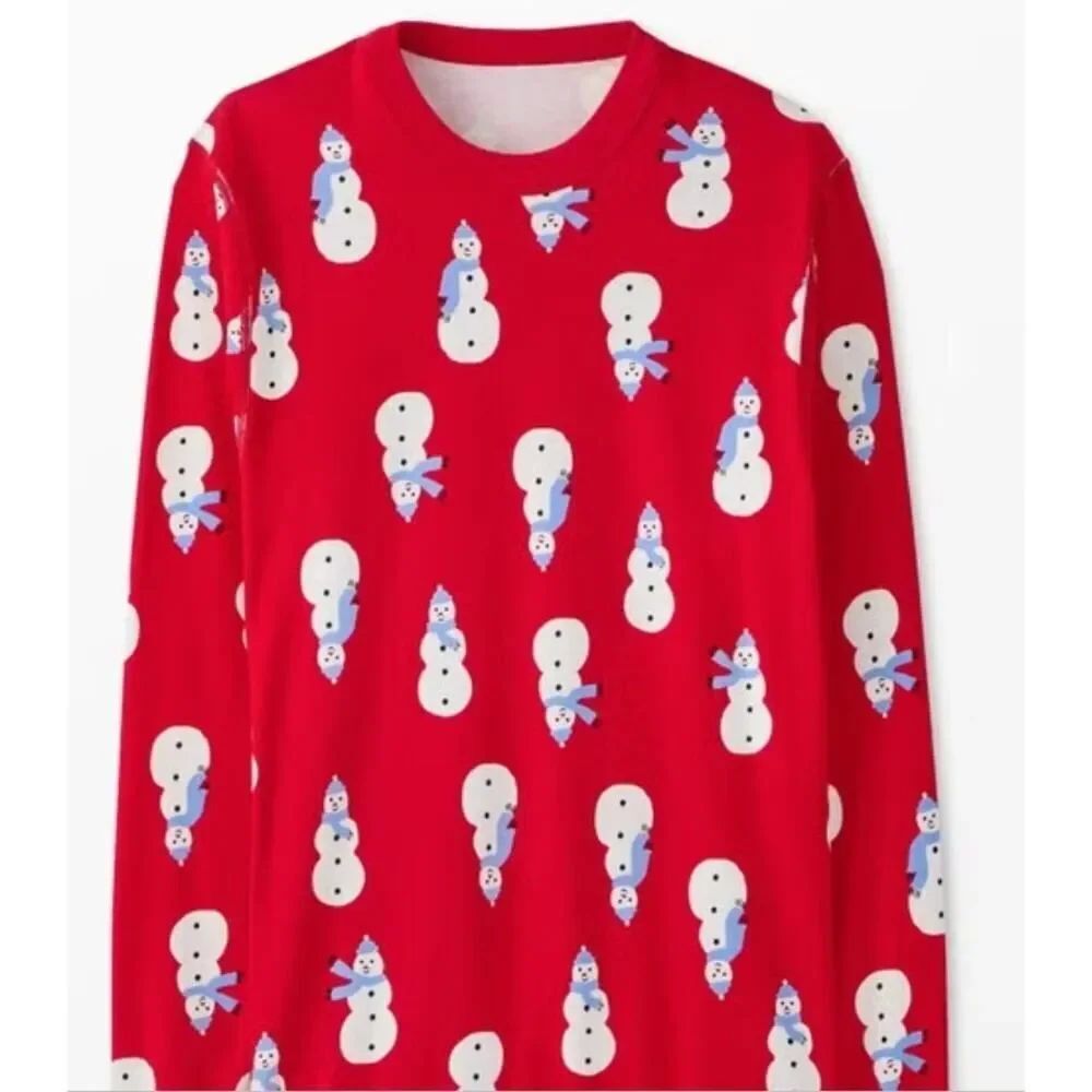Hanna Andersen Winter Snow People on Red Pajama Top Unisex Sz. S